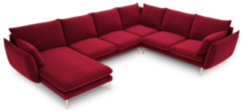 Large design U velvet sofa "Elio" 337 x 244 cm - Red