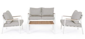 4-piece garden lounge set "Ernst" with cushions - white/light gray