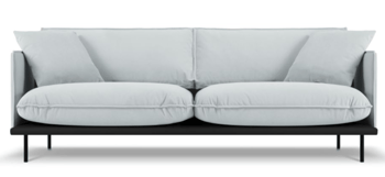 4 seater design sofa "Auguste" with velvet cover - light gray