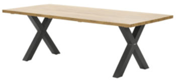 Garden table "Zeus" 220 x 100 cm - Carbon Black/Teak