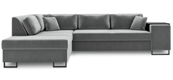Large design corner sofa "York" with sleep function - light gray