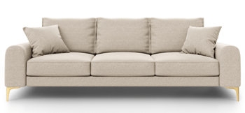 3-Sitzer Designsofa „Madara“ mit Strukturstoff - Beige/Gold