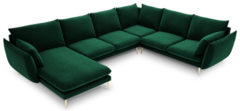 Grosses Design U-Samtsofa „Elio“ 337 x 244 cm - Smaragdgrün