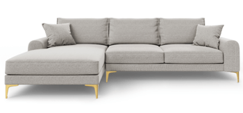Design corner sofa "Madara" with textured fabric - light gray