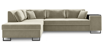 Large design corner sofa "York" with sleep function - Beige