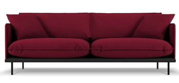 4 seater design sofa "Auguste" with velvet cover - dark red
