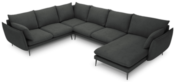 Large design U-sofa "Elio" 337 x 244 cm - textured fabric dark gray