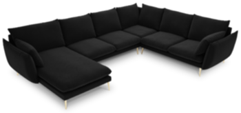 Large design U velvet sofa "Elio" 337 x 244 cm - Black