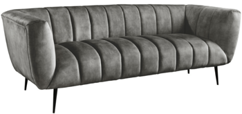 3-Sitzer Design Samtsofa „Noblesse“ - Grau/Schwarz