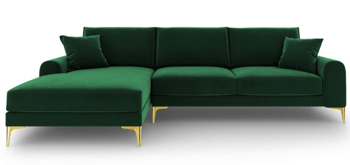 Design Ecksofa „Madara“ mit Samtbezug - Smaragdgrün
