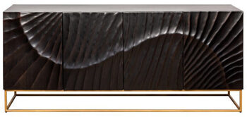 Massivholz Sideboard „Skorpion“ Schwarz/Gold - 177 x 76 cm
