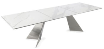 Extendable designer dining table "Galax" 200-280 x 110 cm - ceramic marble Statuario