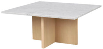 High quality marble coffee table "Brooksville" 90 x 90 cm - light oak / Carrara marble
