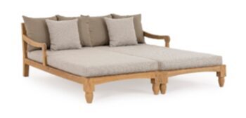 Large indoor/outdoor daybed "Bali" made of teak, beige/taupe