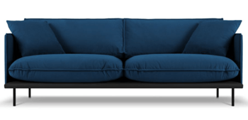 4 seater design sofa "Auguste" with velvet cover - royal blue