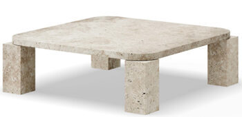 Designer coffee table "Atlas* travertine - 82 x 82 cm