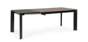 Extendable ceramic design dining table "Briva" 140 - 200 x 90 cm - black/greyish brown