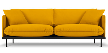 canapé design 4 places "Auguste" recouvert de velours - jaune moutarde