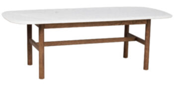 High quality marble coffee table "Hammond" 135 x 62 cm - brown oak / Carrara marble