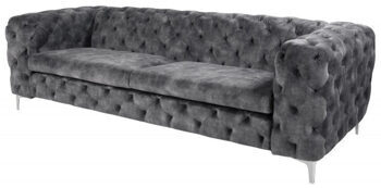 3 seater velvet sofa "Modern Baroque" 240 x 97 cm - dark grey