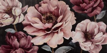 Handbemalter Kunstdruck „Rosa Blüten mit Glitzer“ 70 x 140 cm