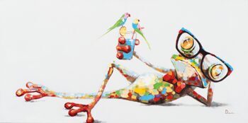 Handbemalter Kunstdruck „Lustiger Frosch“ 60 x 120 cm