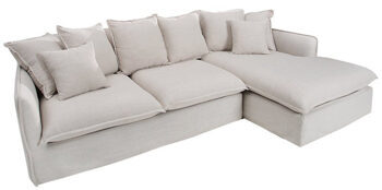 Large linen corner sofa "Lord" with removable covers - Nature