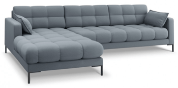 Design corner sofa "Mamaia textured fabric" light blue