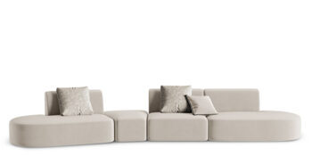 6 seater design sofa "Chiara" velvet without backrest - Left