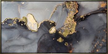 Glasbild „Abstrakt in gold & grau“ 70 x 140 cm