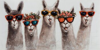 Handbemalter Kunstdruck „Funny Lamas“ 70 x 140 cm