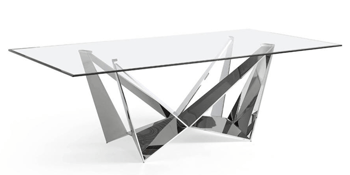 Grosser Design Esstisch „Avantgarde“ 240 x 120 cm mit Edelstahlbasis