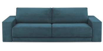 4-Sitzer Designsofa „Donatella" mit Schlaffunktion und Cordbezug - Petrol