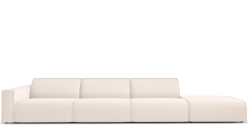 Grosses, hochwertiges 4-Sitzer Outdoor Sofa „Maui“ mit Ottomane / Light Beige