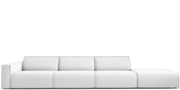 Grosses, hochwertiges 4-Sitzer Outdoor Sofa „Maui“ mit Ottomane / Hellgrau