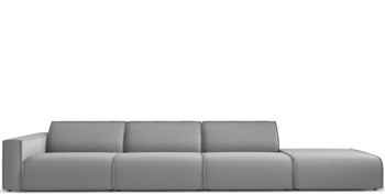 Grosses, hochwertiges 4-Sitzer Outdoor Sofa „Maui“ mit Ottomane / Grau