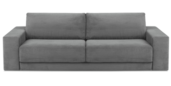 4 seater design sofa "Donatella" with sleep function and corduroy cover - gray
