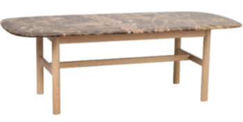 High quality marble coffee table "Hammond" 135 x 62 cm - light oak / Emperador marble