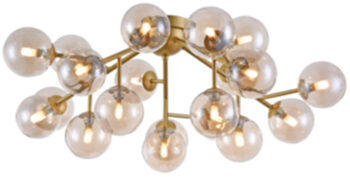 Ceiling lamp "Dallas" amber / brass, 20-flame Ø 75 cm