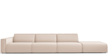 Grosses, hochwertiges 4-Sitzer Outdoor Sofa „Maui“ mit Ottomane / Beige