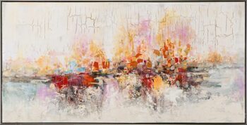 Hand painted framed picture "Luminous Abstract" 72.5 x 142.5 cm