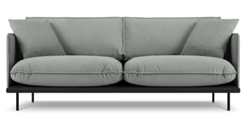 3 seater design sofa "Auguste" with velvet cover - gray