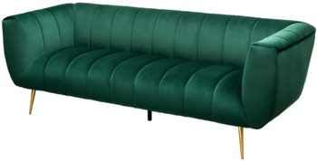 3 seater design velvet sofa "Noblesse" - emerald green / gold