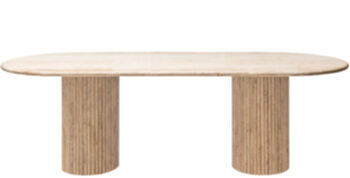 Large oval design dining table "La Cantera" travertine, 240 x 100 cm