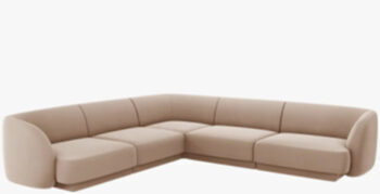 Large design corner sofa "Miley" - with velvet cover cappuccino