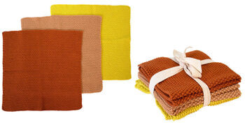3er-Set Gestrickte Küchen-Reinigungstücher aus recycelter Baumwolle - Terracotta