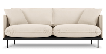 3 seater design sofa "Auguste" with velvet cover - Beige