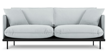 3 seater design sofa "Auguste" with velvet cover - light gray