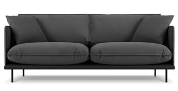 3 seater design sofa "Auguste" with velvet cover - dark gray