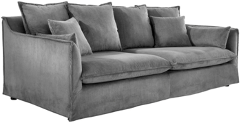 Grosses 3-Sitzer Cord Sofa „Lord“ mit abnehmbaren Bezügen - Grau